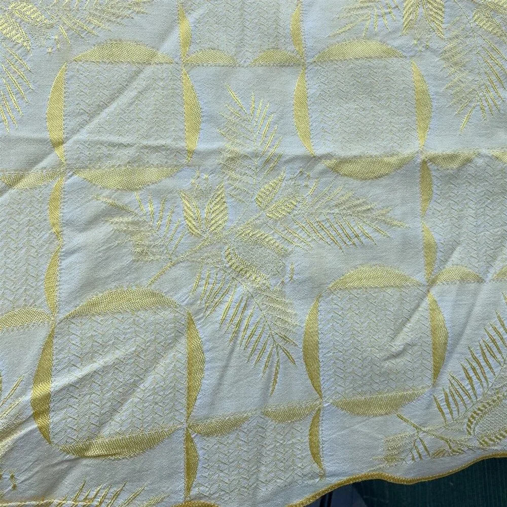 Vintage Bates Coverlet Bedspread Tapestry Yellow Gold Floral Large